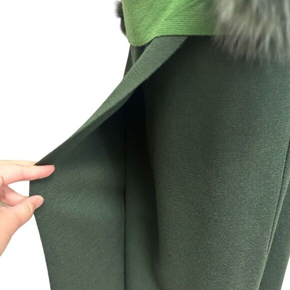 STIZZOLI 1960’s Retro Green Knit 100% Wool Cowl Neck Sweater & Skirt sz 42/44 - Picture 5 of 11